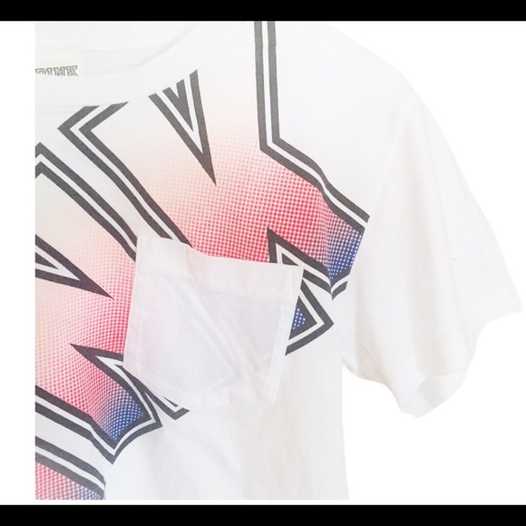 PINK Victorias Secret Pocket Crop Top/Tee With Pink Graphic Print Ivory Sz Small - Picture 8 of 11